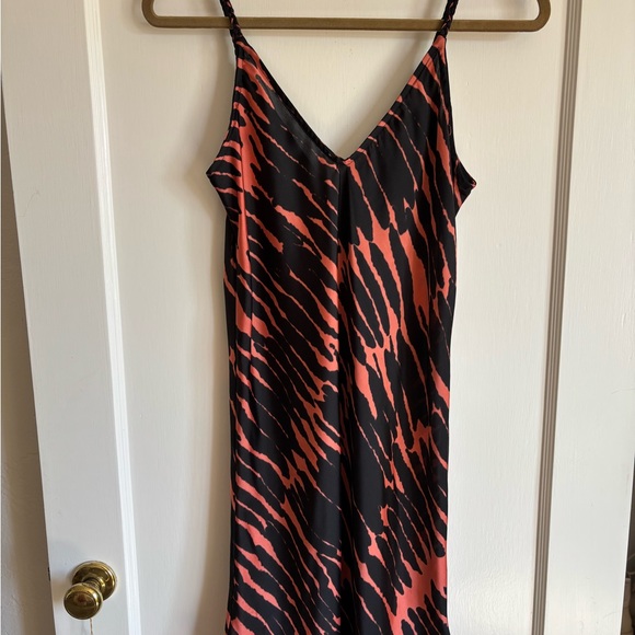 Dresses & Skirts - Black and Orange Satin Midi Dress